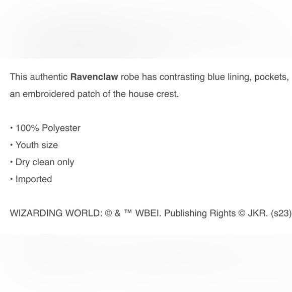 ❤️💗❤️ Wizarding World of Harry Potter Authentic Ravenclaw Robe Youth XXXX-S - Picture 2 of 3